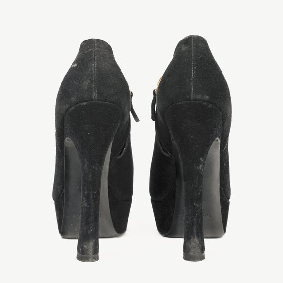 Yves Saint Laurent Palais Black Suede Platform Booties - Picture 3 of 10